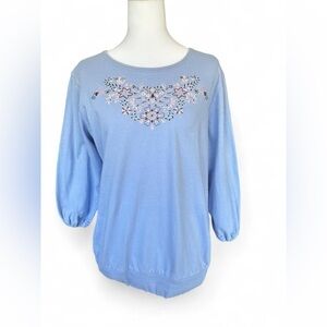 Adrian Delefield Vintage Floral Embroidered Sweater